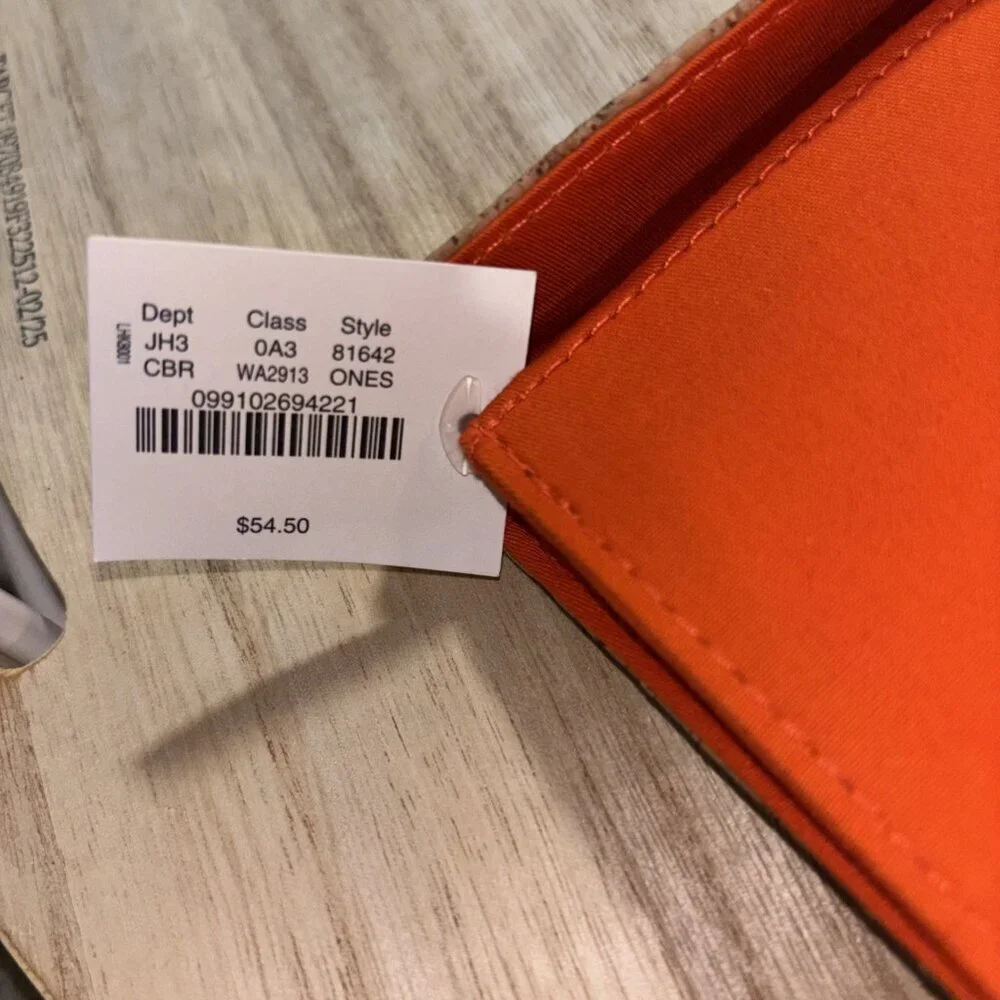 NWT JCrew Cork Clutch Envelope Wallet Purse J Crew Handbag Orange Lining